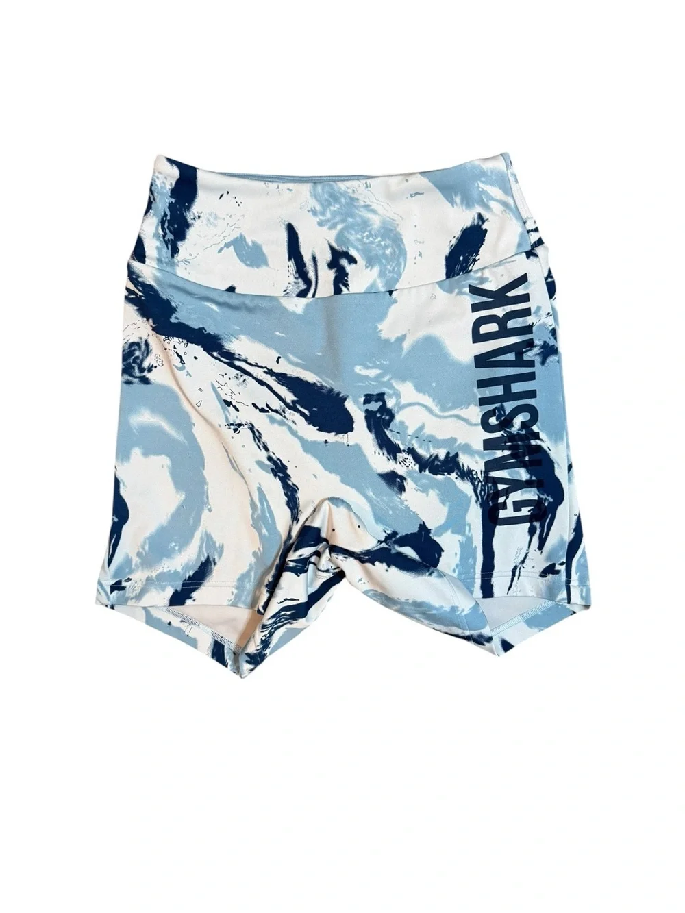 Gymshark Blue Marble Scrunch Seam Biker Shorts Size Small